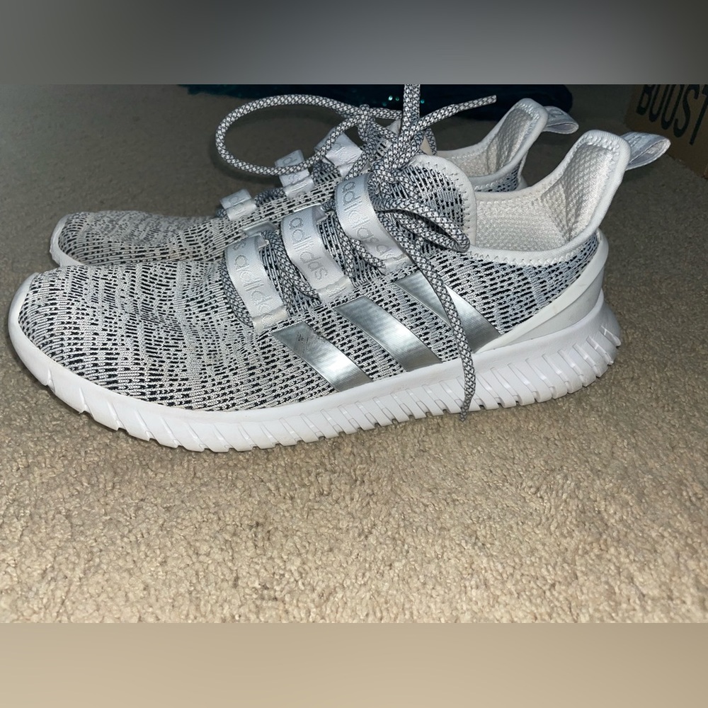 Grey adidas tennis shoes